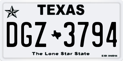 TX license plate DGZ3794