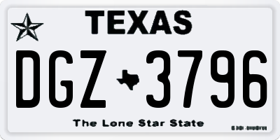 TX license plate DGZ3796