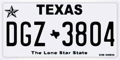 TX license plate DGZ3804