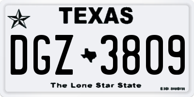 TX license plate DGZ3809