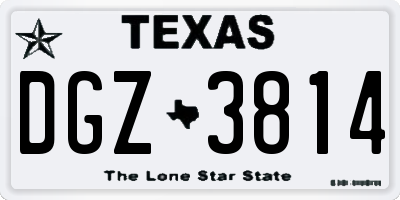 TX license plate DGZ3814