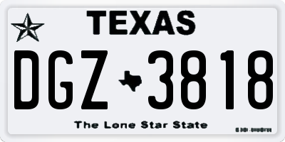 TX license plate DGZ3818