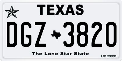 TX license plate DGZ3820