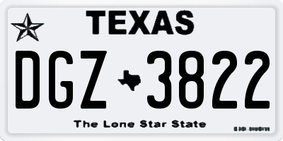 TX license plate DGZ3822