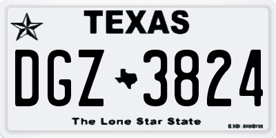 TX license plate DGZ3824
