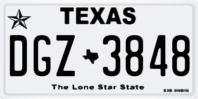 TX license plate DGZ3848