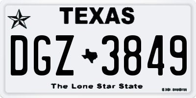 TX license plate DGZ3849