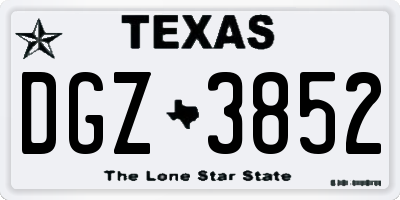 TX license plate DGZ3852