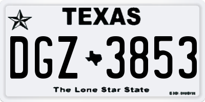 TX license plate DGZ3853