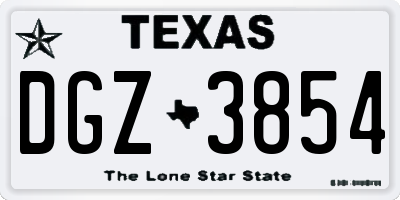 TX license plate DGZ3854
