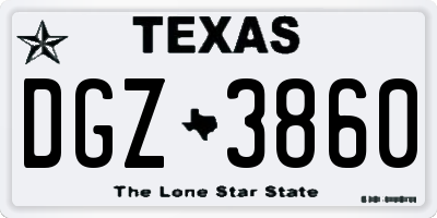TX license plate DGZ3860