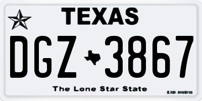 TX license plate DGZ3867