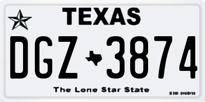 TX license plate DGZ3874