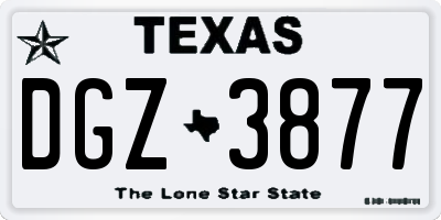TX license plate DGZ3877