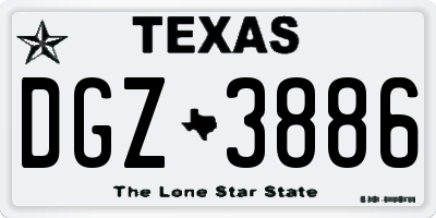 TX license plate DGZ3886
