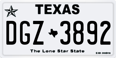 TX license plate DGZ3892