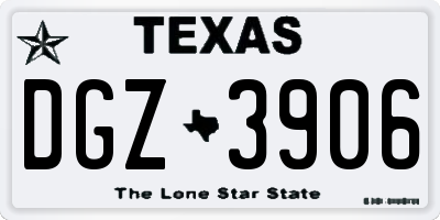 TX license plate DGZ3906