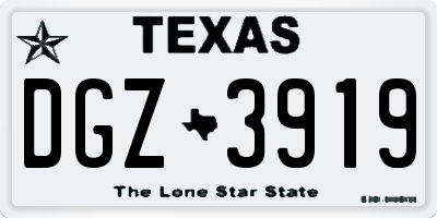 TX license plate DGZ3919
