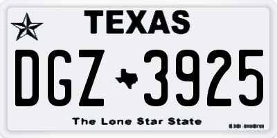 TX license plate DGZ3925