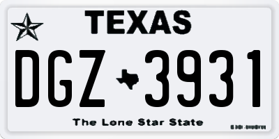 TX license plate DGZ3931