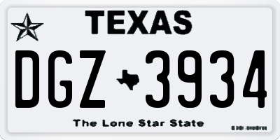 TX license plate DGZ3934