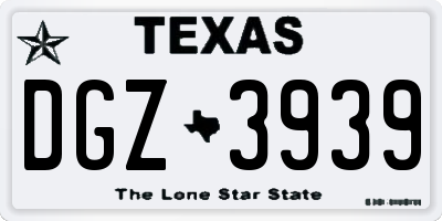 TX license plate DGZ3939