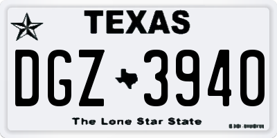 TX license plate DGZ3940