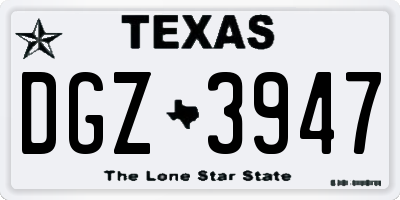 TX license plate DGZ3947