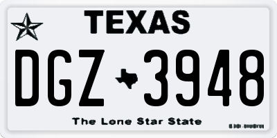 TX license plate DGZ3948