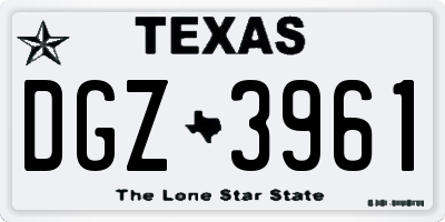 TX license plate DGZ3961