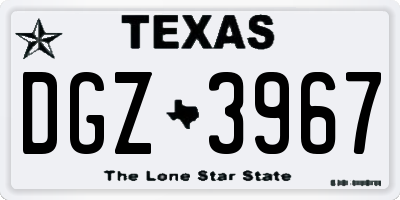 TX license plate DGZ3967