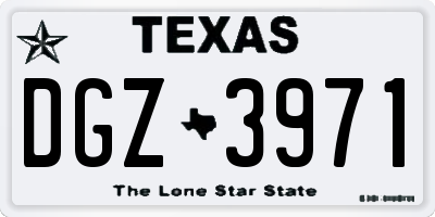 TX license plate DGZ3971