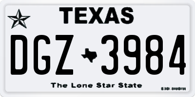 TX license plate DGZ3984