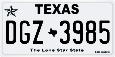 TX license plate DGZ3985