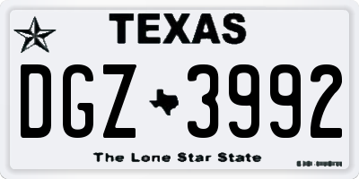 TX license plate DGZ3992