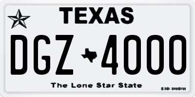 TX license plate DGZ4000