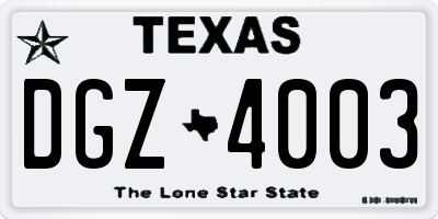 TX license plate DGZ4003