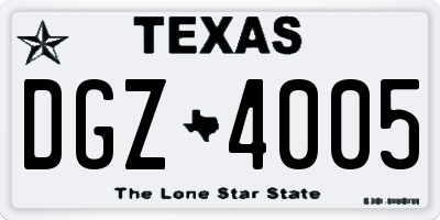 TX license plate DGZ4005