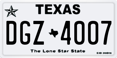 TX license plate DGZ4007