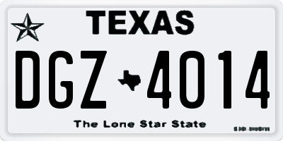 TX license plate DGZ4014