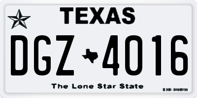 TX license plate DGZ4016