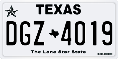 TX license plate DGZ4019
