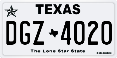 TX license plate DGZ4020