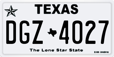TX license plate DGZ4027