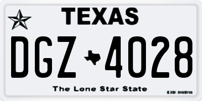 TX license plate DGZ4028