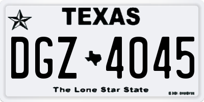 TX license plate DGZ4045