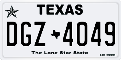 TX license plate DGZ4049