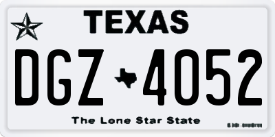 TX license plate DGZ4052