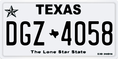 TX license plate DGZ4058
