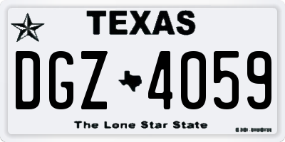 TX license plate DGZ4059
